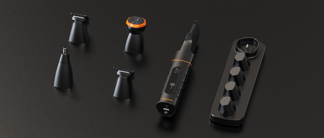 Maxgroom All-In-One Body Hair Trimmer Pro Includes: body hair trimmer, beard trimmer, hair clipper, beard shaver, nose & ear trimmer, and 1 comb