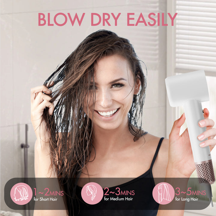 With incredible wind force, MAXGROOM Negative High-Speed Hair Dryer gives you ultra-fast drying hair routine in just 1-5 minutes