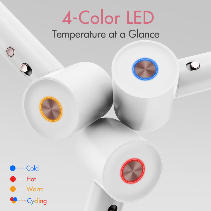 MAXGROOM Negative High-Speed Hair Dryer LED ring lights (Blue, Orange, Red) help you easily identify and adjust to your preferred temperature setting