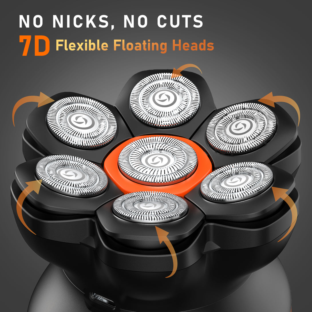 Experience the ultimate close shave with MAXGROOM's upgraded 7D rotary shaver head