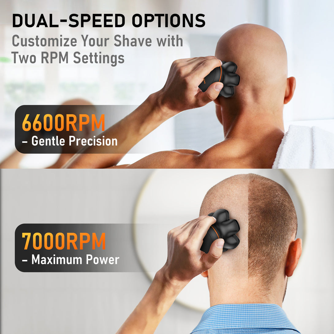 Enjoy a personalized shaving experience with MAXGROOM Head Rotary Shaver 2.0's dual-speed settings designed for all hair types and thicknesses
