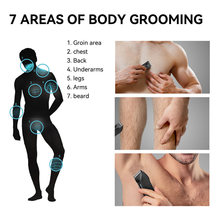 Maxgroom men’s body hair trimmer for chest, back, groin, underarms, legs, arms, and beard grooming